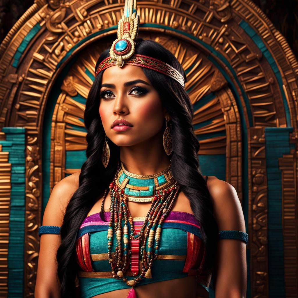 Becky G as an Aztec Disney Princess, Alt. Disney Princess - AI ...