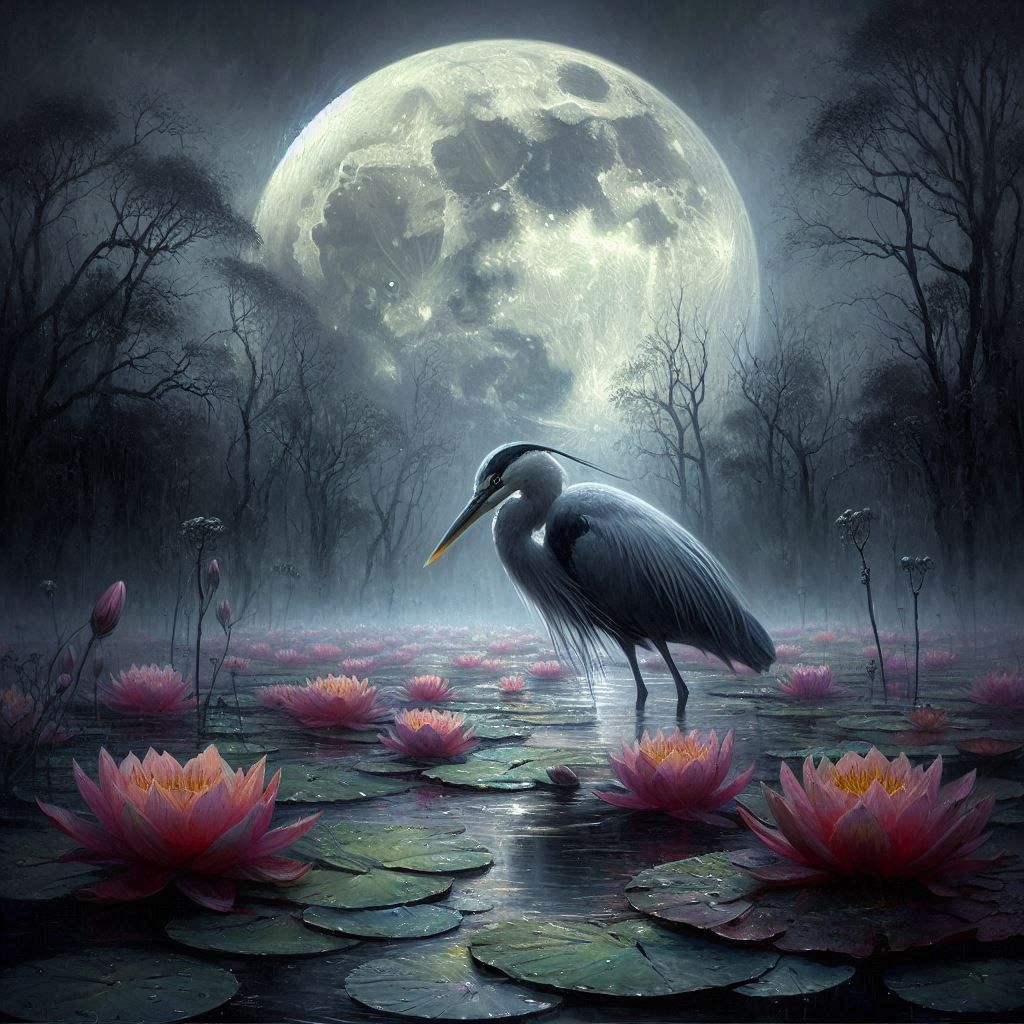 Heron in the Moonlight