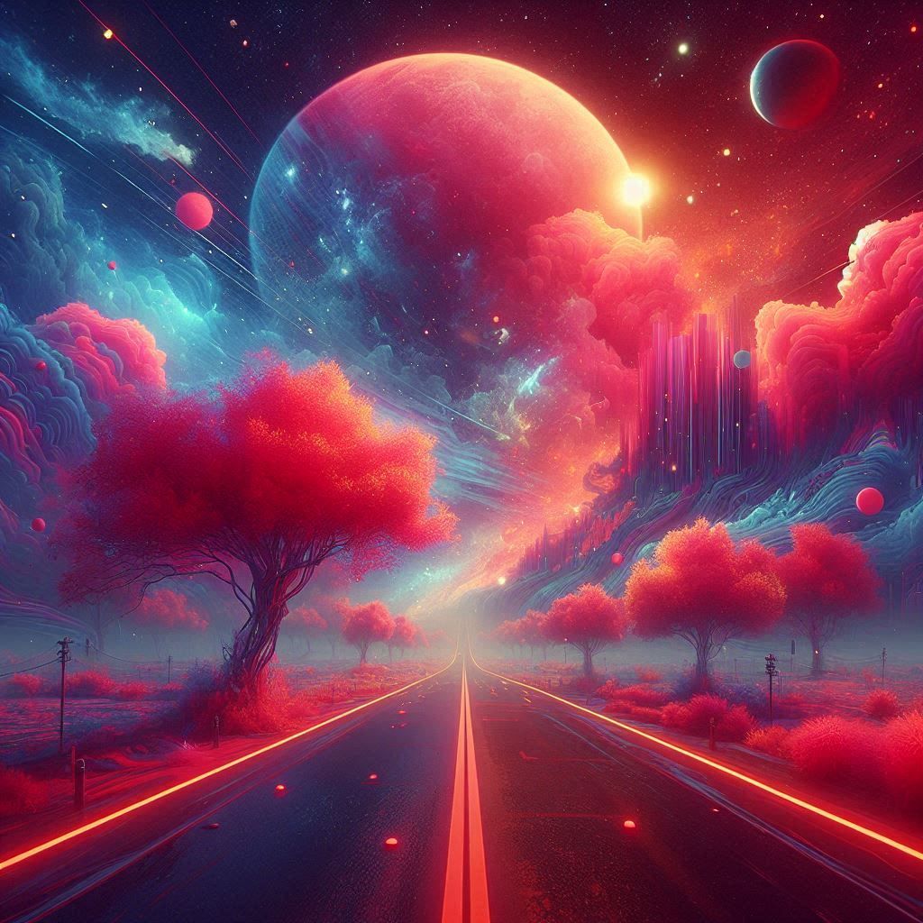 Rosy Red and Electric Blue