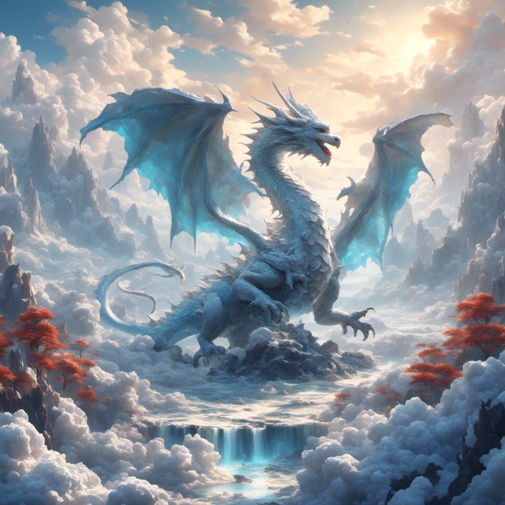 Langenday ice dragon<lora:Cloud Animals:1.0>beautiful colore...