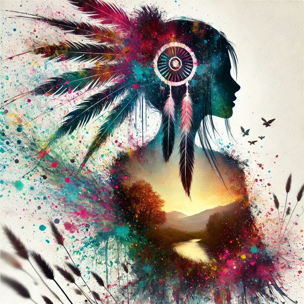 double exposure beautiful fantasy portrait landscape..