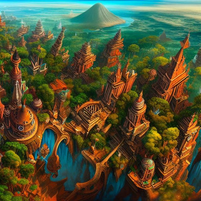 Birds eye-view of Madagascarian Village in the Mountains above a waterfall undefined