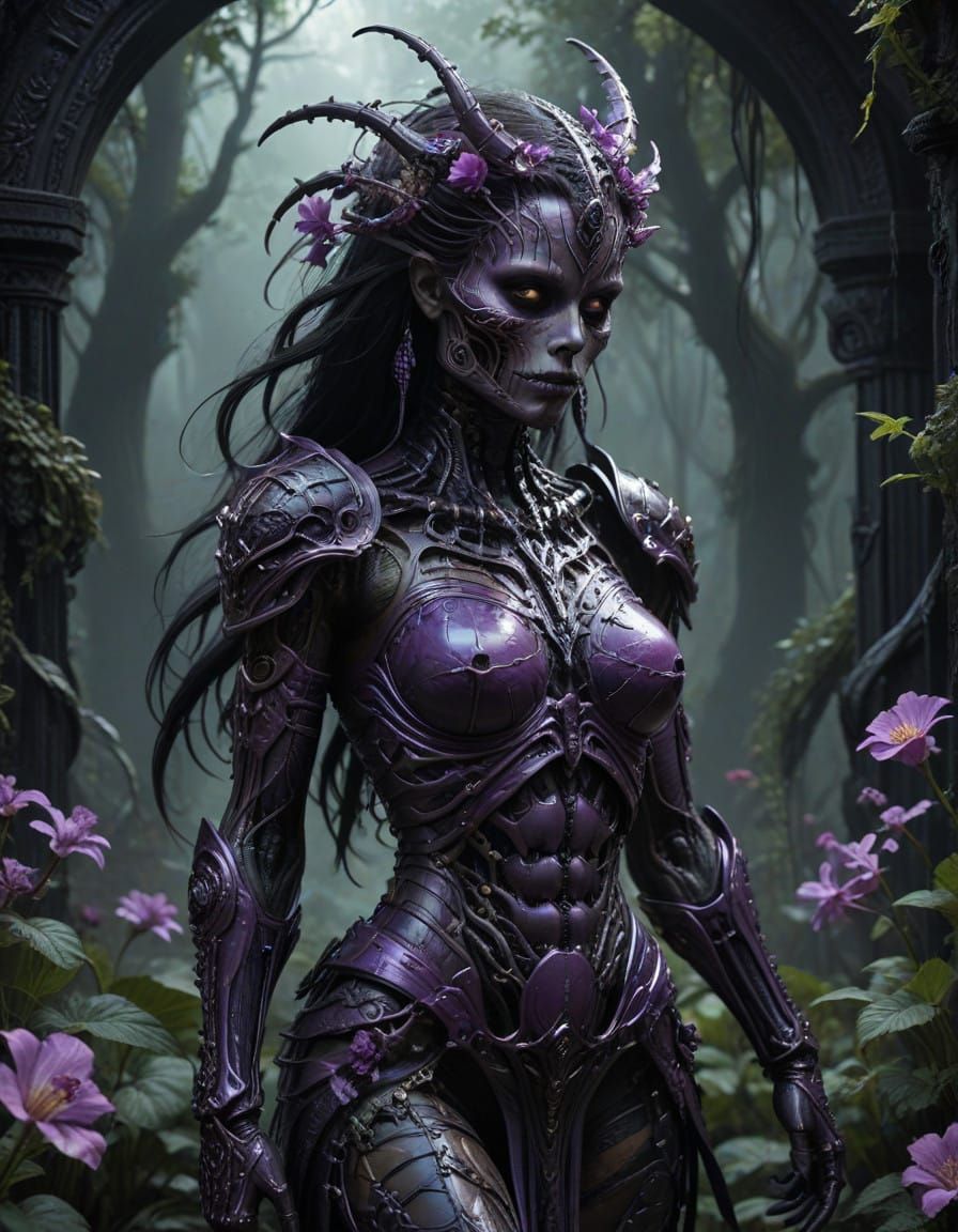 Ethereal Skeleton Warrior in Dark Fantasy Landscape