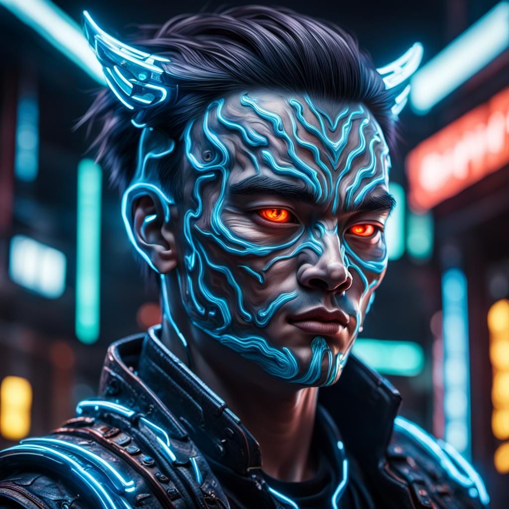 neon oni - AI Generated Artwork - NightCafe Creator