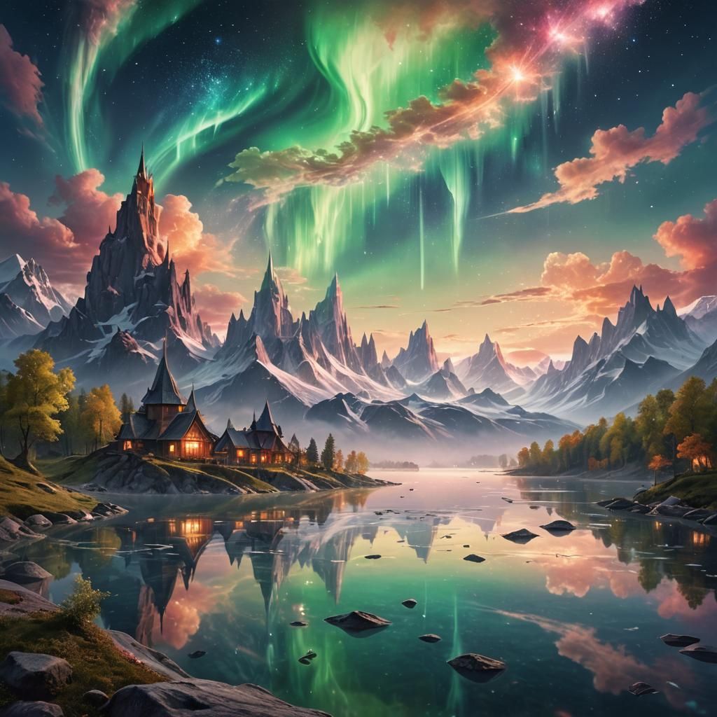 Northern Lights Landscape.