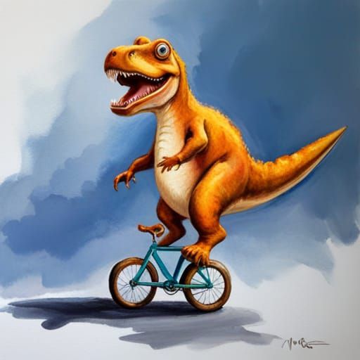 Dinosaur Riding a Bike - AI Generated Artwork - NightCafe Creator