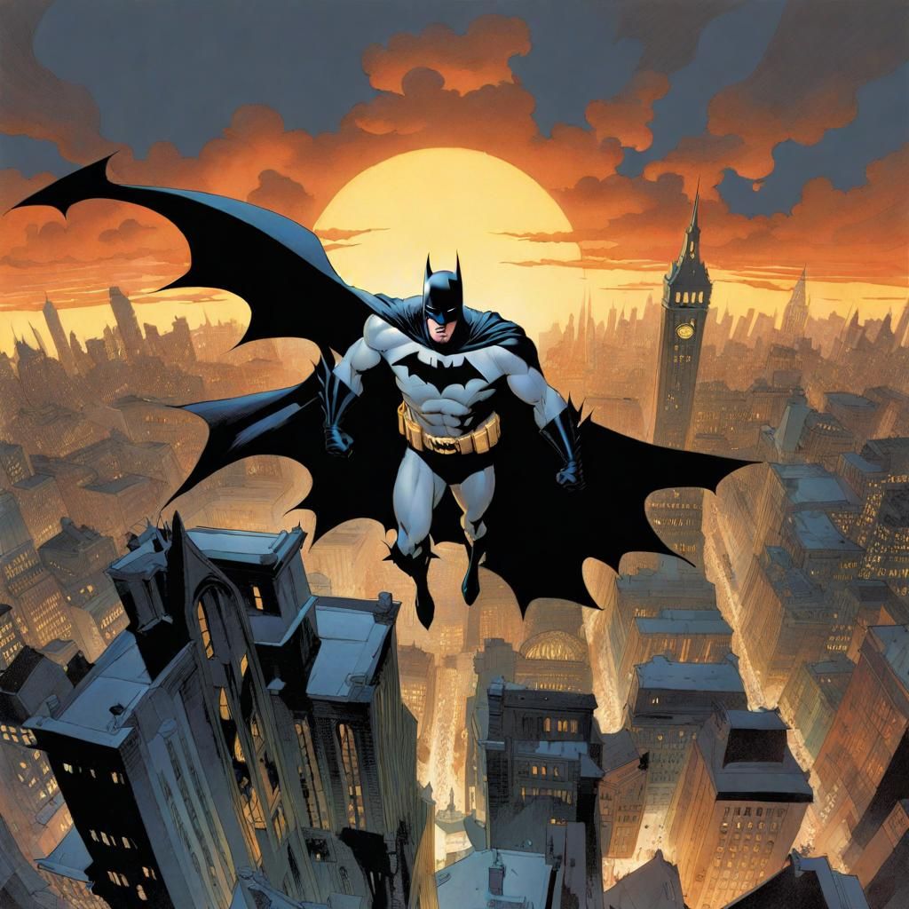 Batman on the roofs of Gotham - AI Generated Artwork - NightCafe Creator