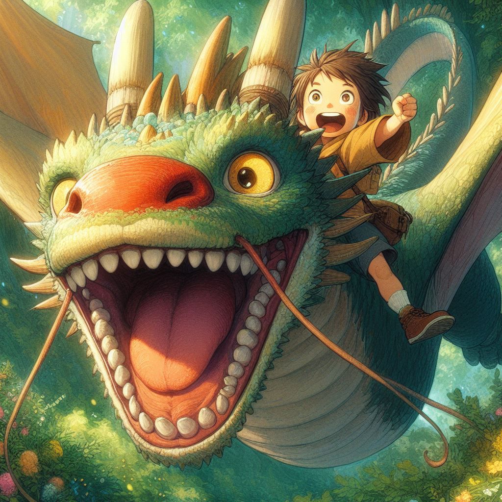 A boy riding his Dragon