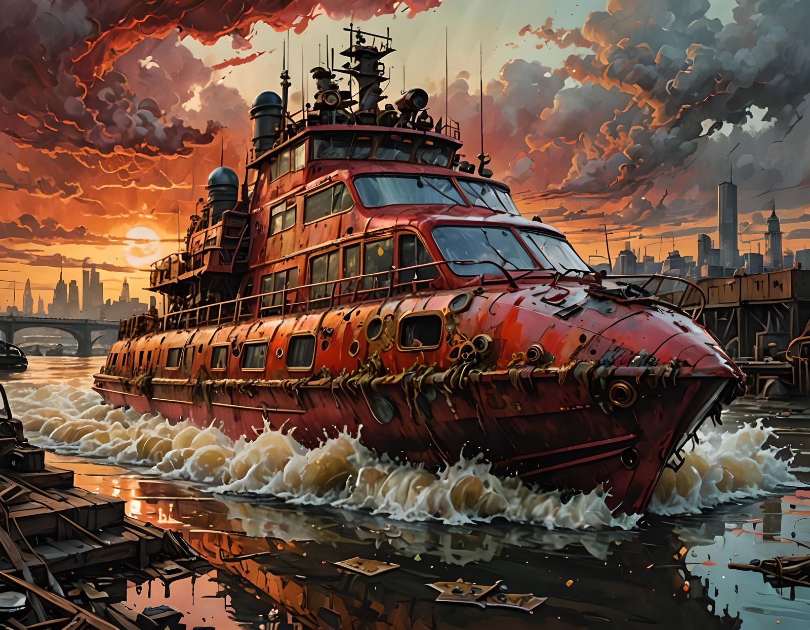 Mothership on the Thames ten years after the collapse.