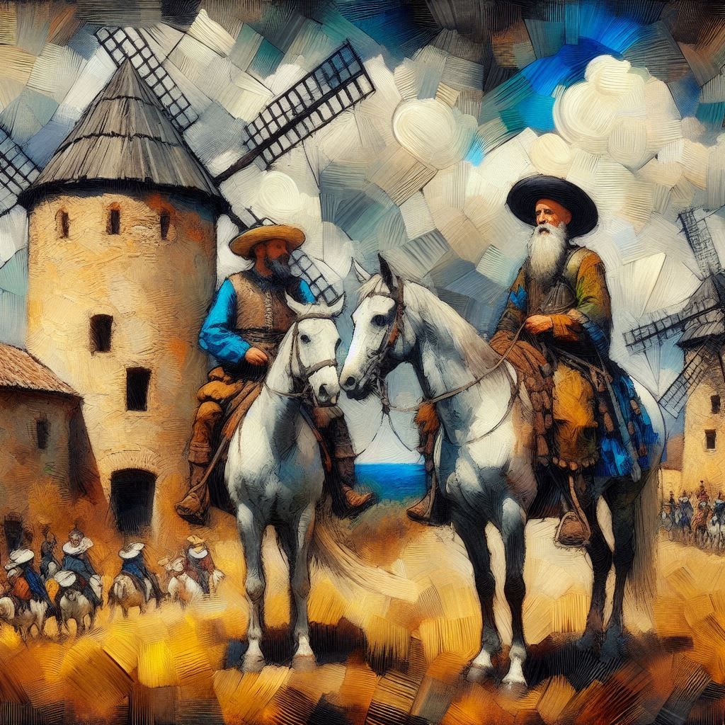 Don quijote and Sancho panza against the Mills.