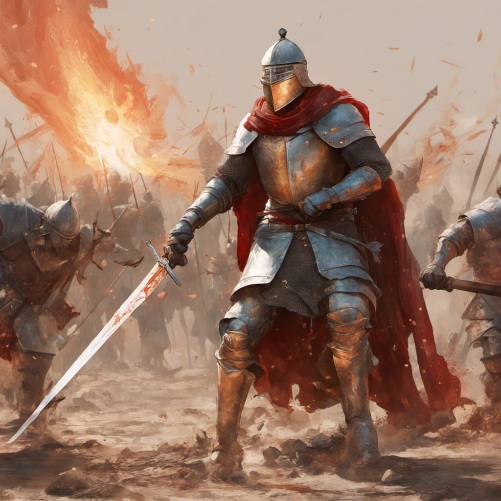 Medieval Knight in Battle, Hyperdetailed Portrait