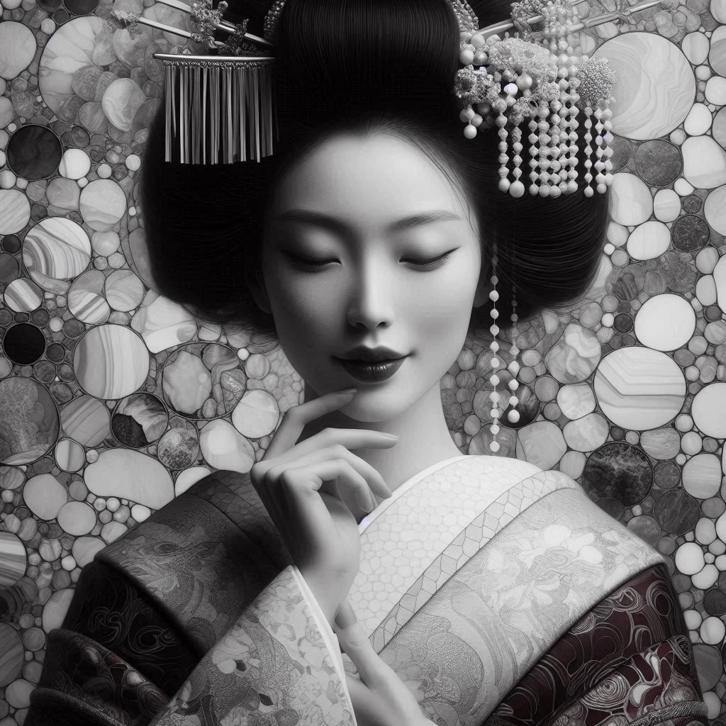 Geisha in black and white
