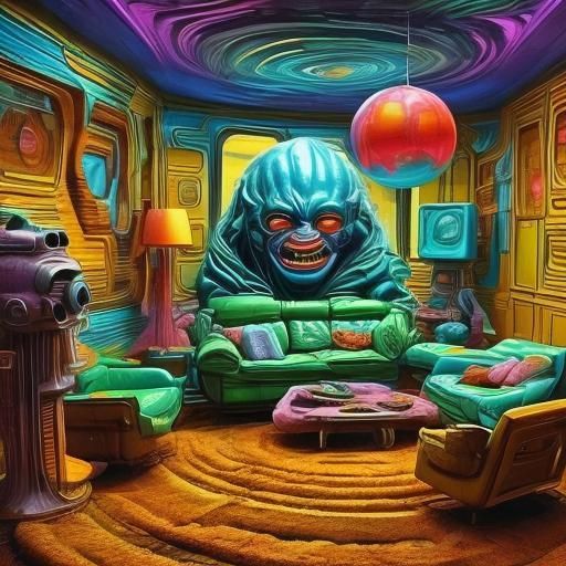 <lora:Pink Room SD15:0.7>
<lora:Bonbon Panic:0.7>
<lora:VW Sci-Fi VHS SD15:0.7>
Strange clown-like creature in a retro living room. 1970s su...