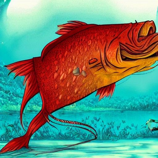 the scariest fish in existence, eating the arm of a buff dud...