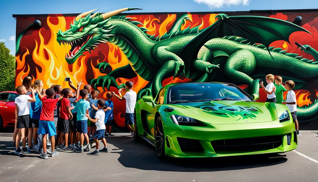 Graffiti dragon and Sports car