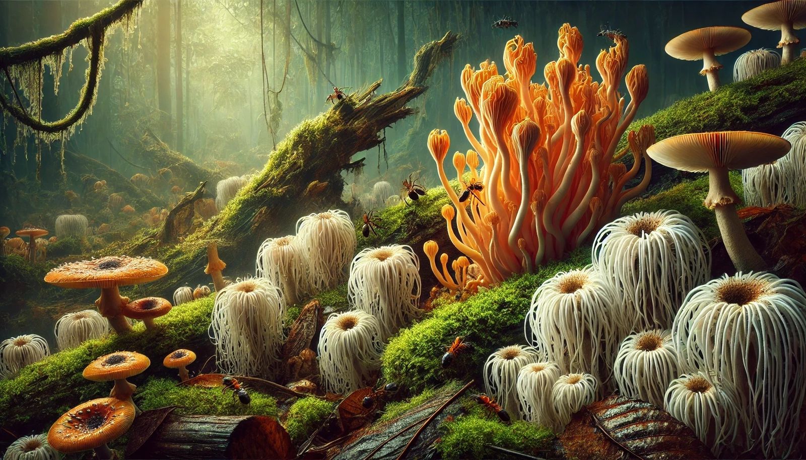 Lion's Mane and Cordyceps wild mushrooms