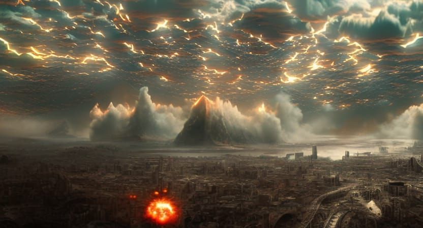 end of the world, asteroids, tidal waves, earth and sea in c...