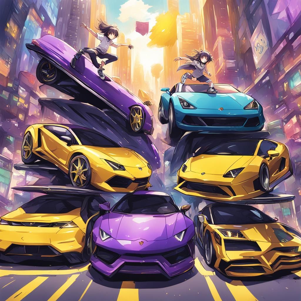 A line-up of shiny metallic cars and left to right there is ...