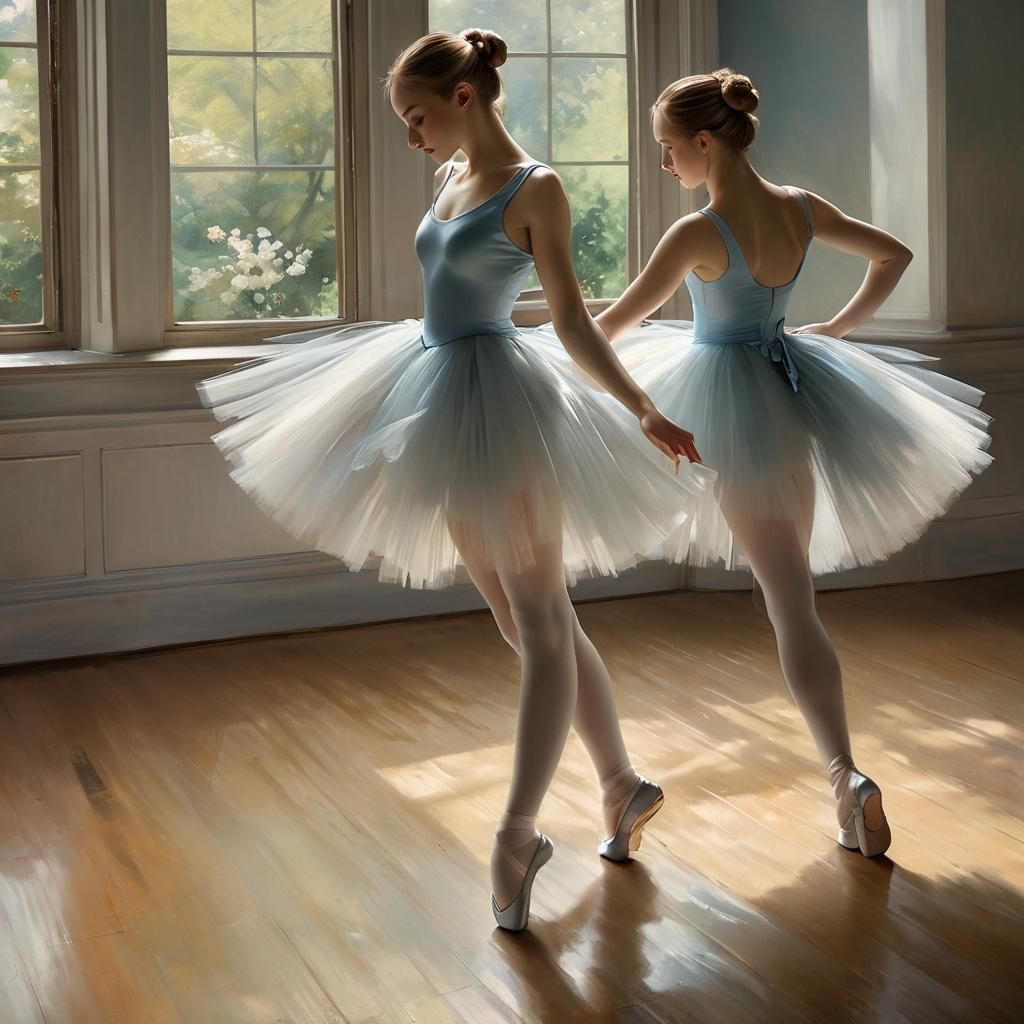 Ballerinas Practicing in Tulle Skirts