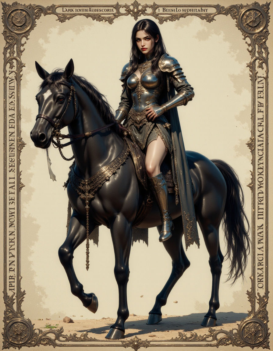 An ancient black-and-white engraving of a powerful warrior g...