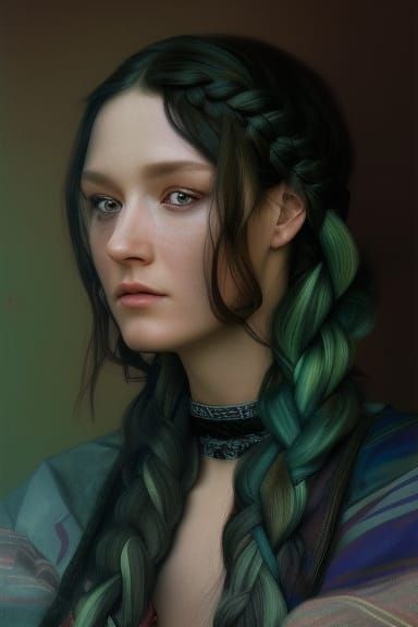 Jedi Lady, gorgeous details toga, long hair, braids and deta...