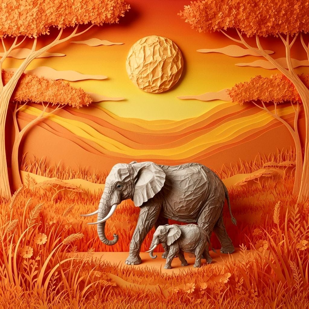 Crumpled paper Savanna world  by @Neverland