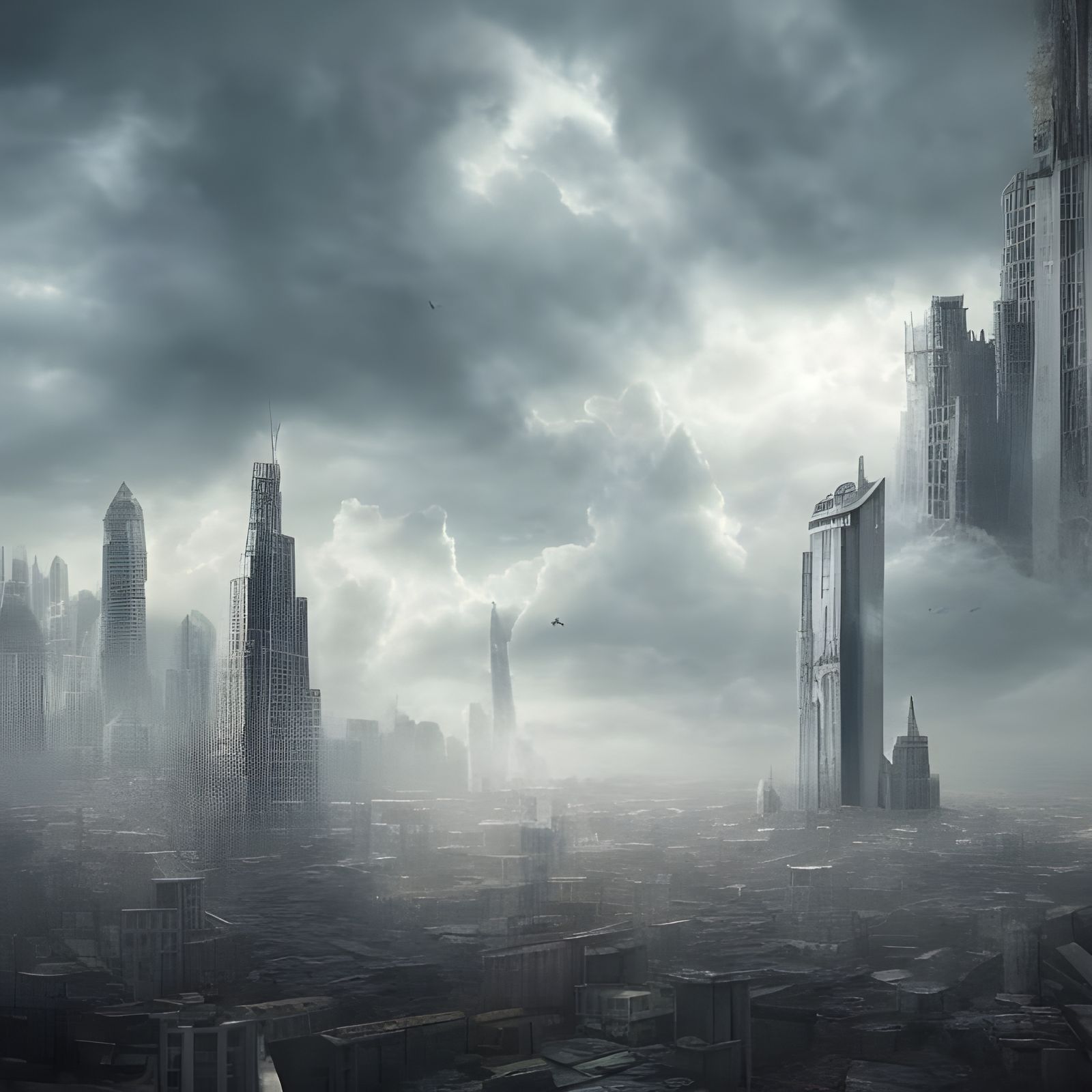 Sadness on the roof of the skyscraper Epic cinematic brillia...