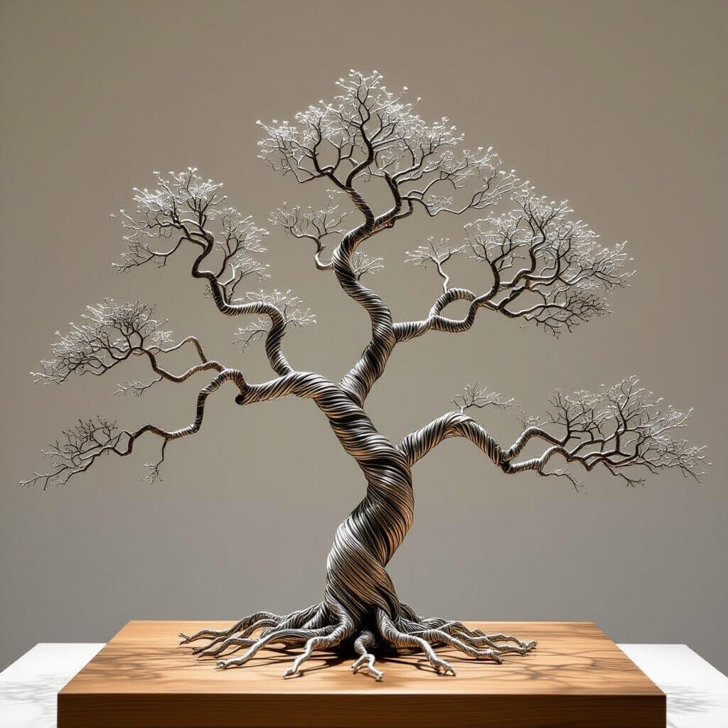 "Wired & Twisted"
a branched oak tree made of fine wire  by @Katlena