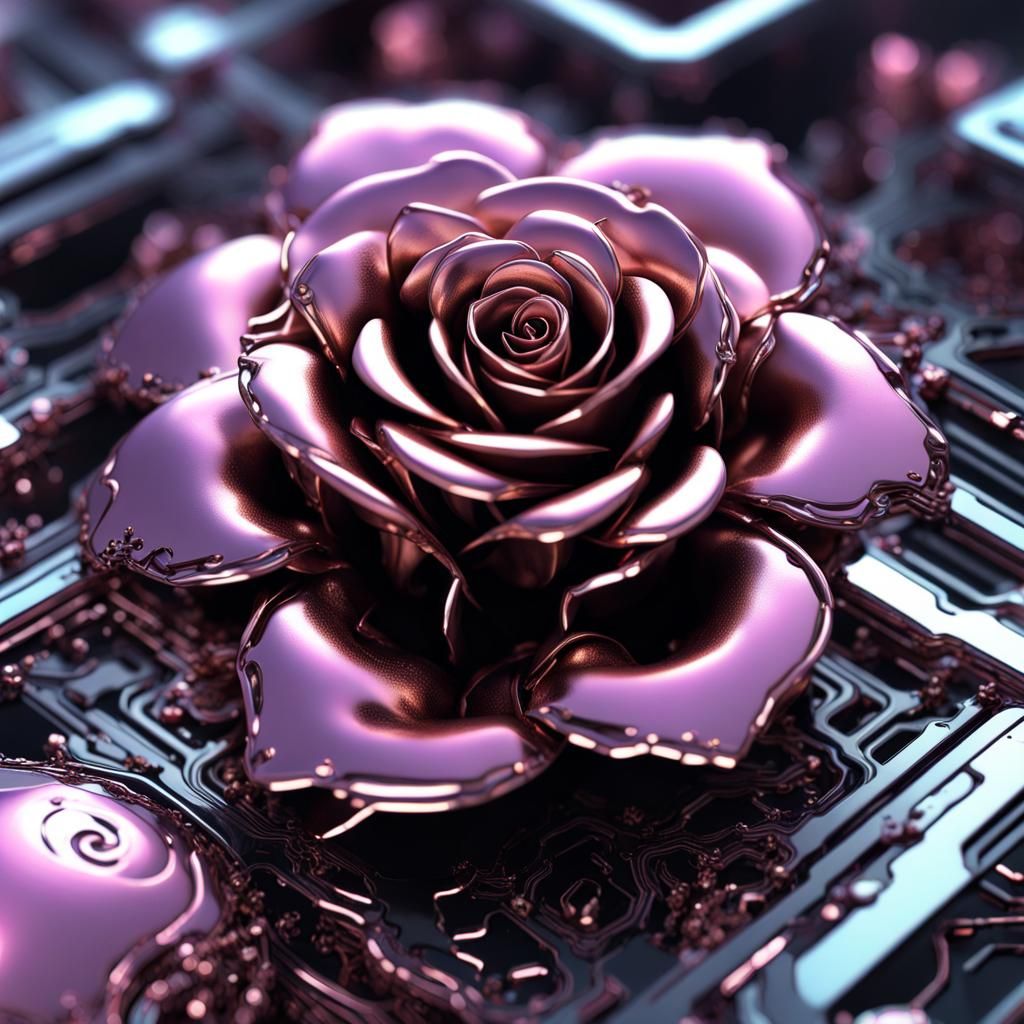Metal circuit board flower  by @Arrioch