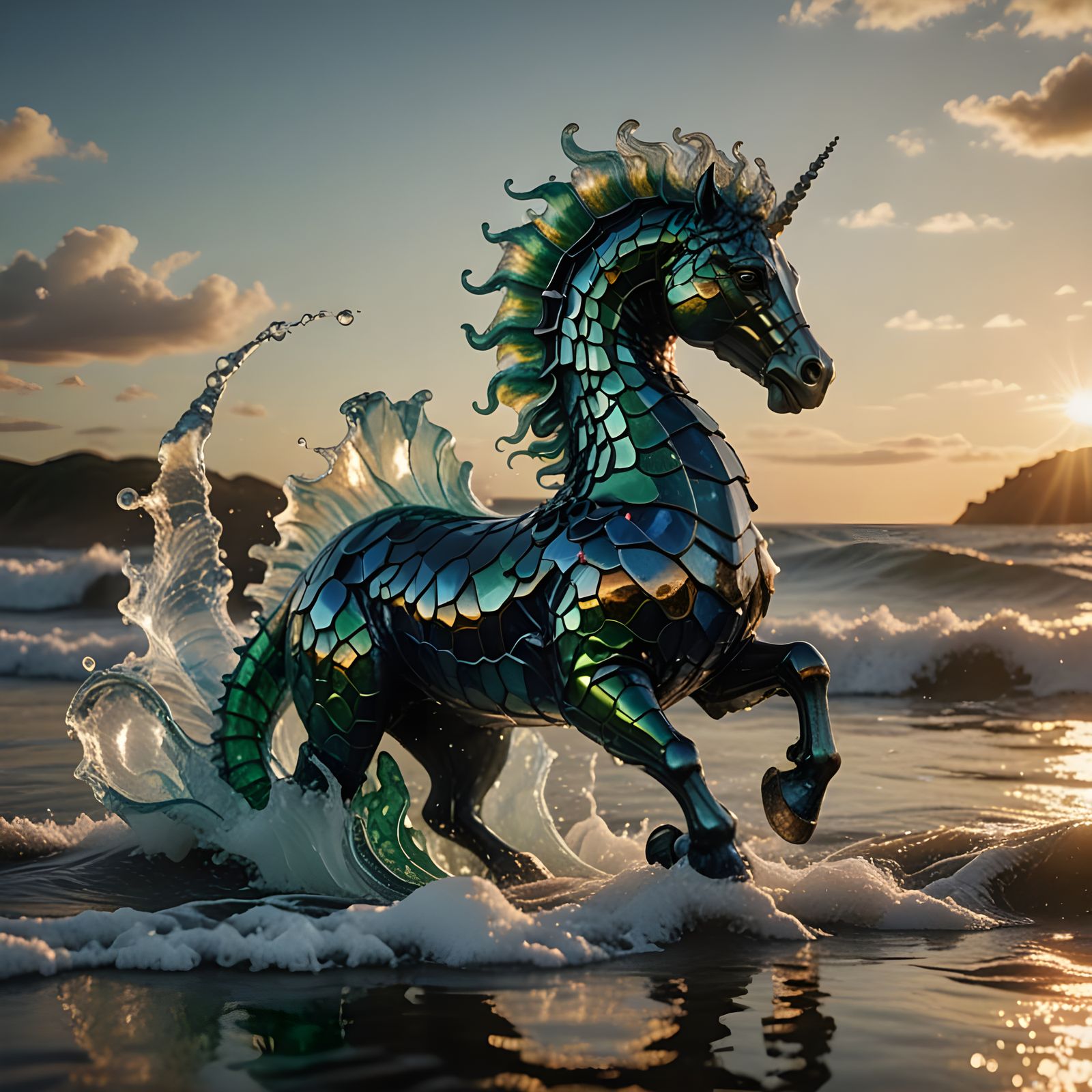 A majestic glass hippocampus   by @Said