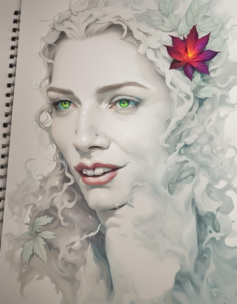 Devil with cannabis, head and shoulders portrait, 8k resolut...