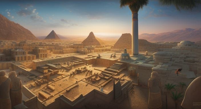 Bird’s-eye View Of Realistic Ancient Egyptian City V2 - Ai Generated 