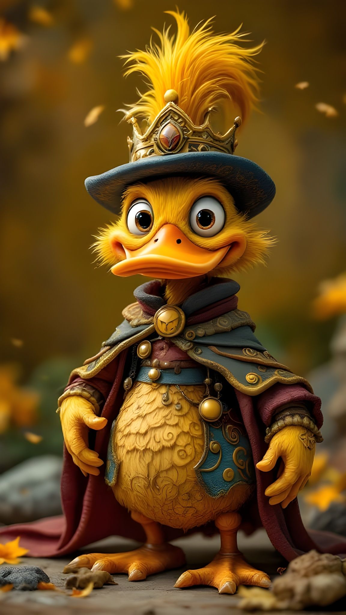 Whimsical Fantasy Character, the Golden Duck the Foolish Kin...