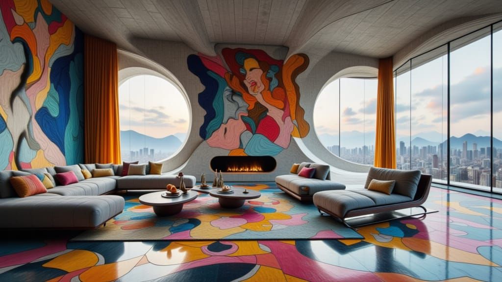 Slender Model in Zaha Hadid Room, Expressive Brushwork