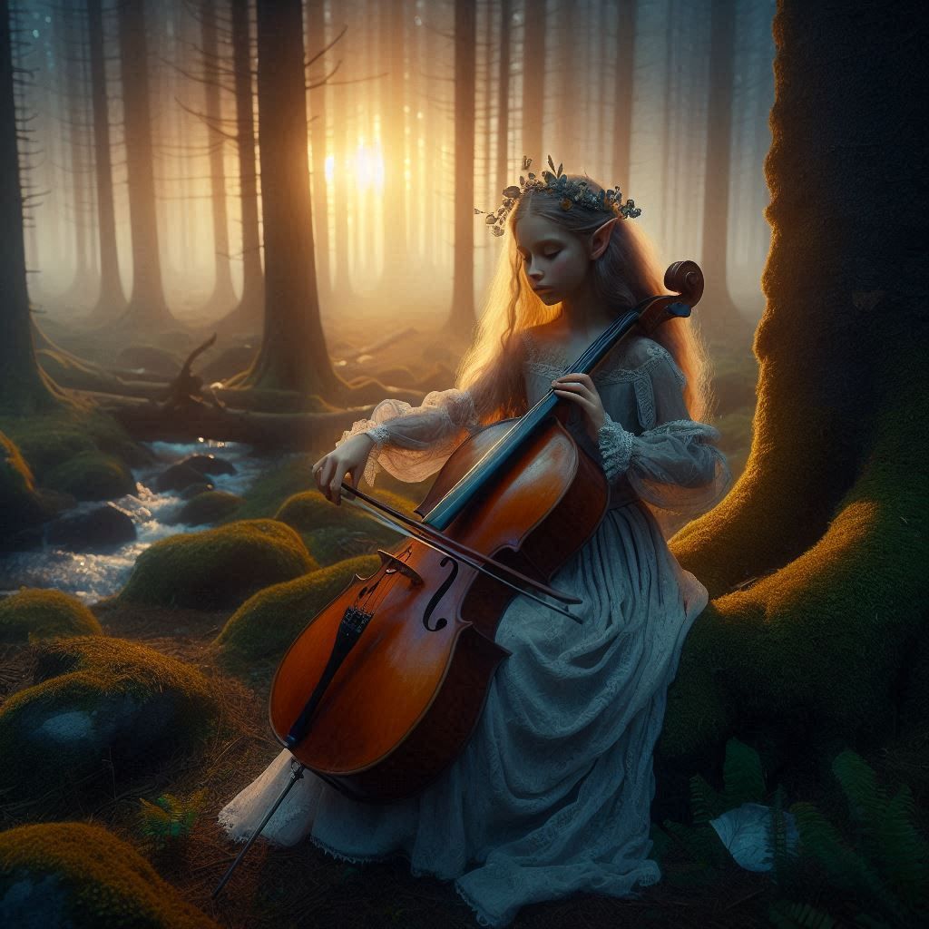 Elf girl playing cello