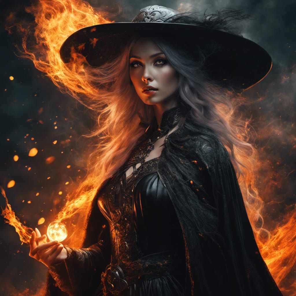 Flame witch - AI Generated Artwork - NightCafe Creator