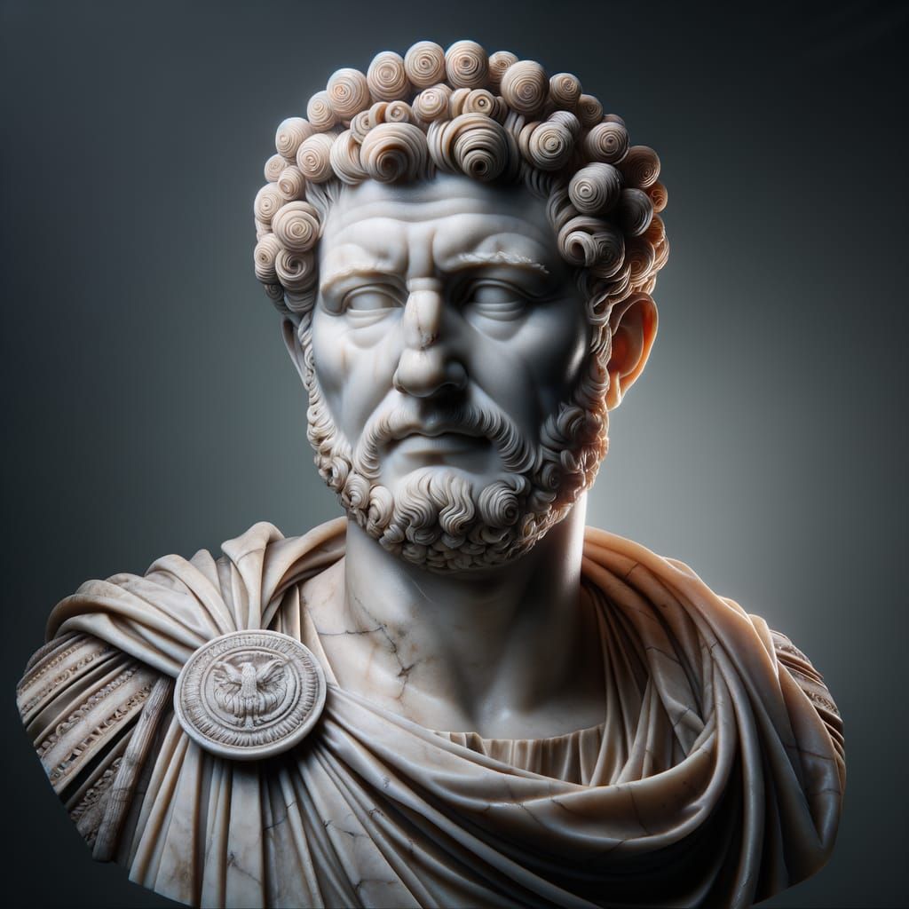 A marble bust portrait of Roman co-emperor Lucius Verus