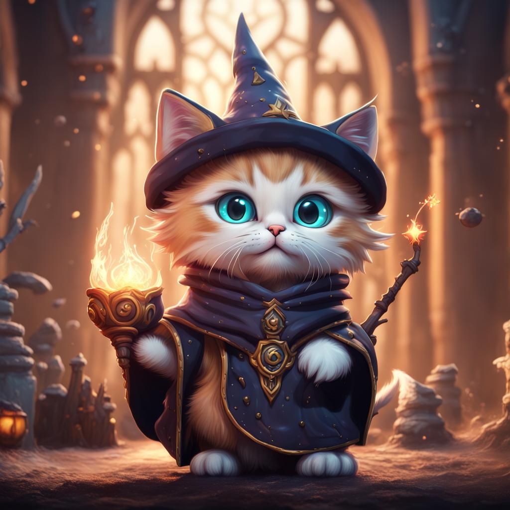 Cute kitten wizard - AI Generated Artwork - NightCafe Creator