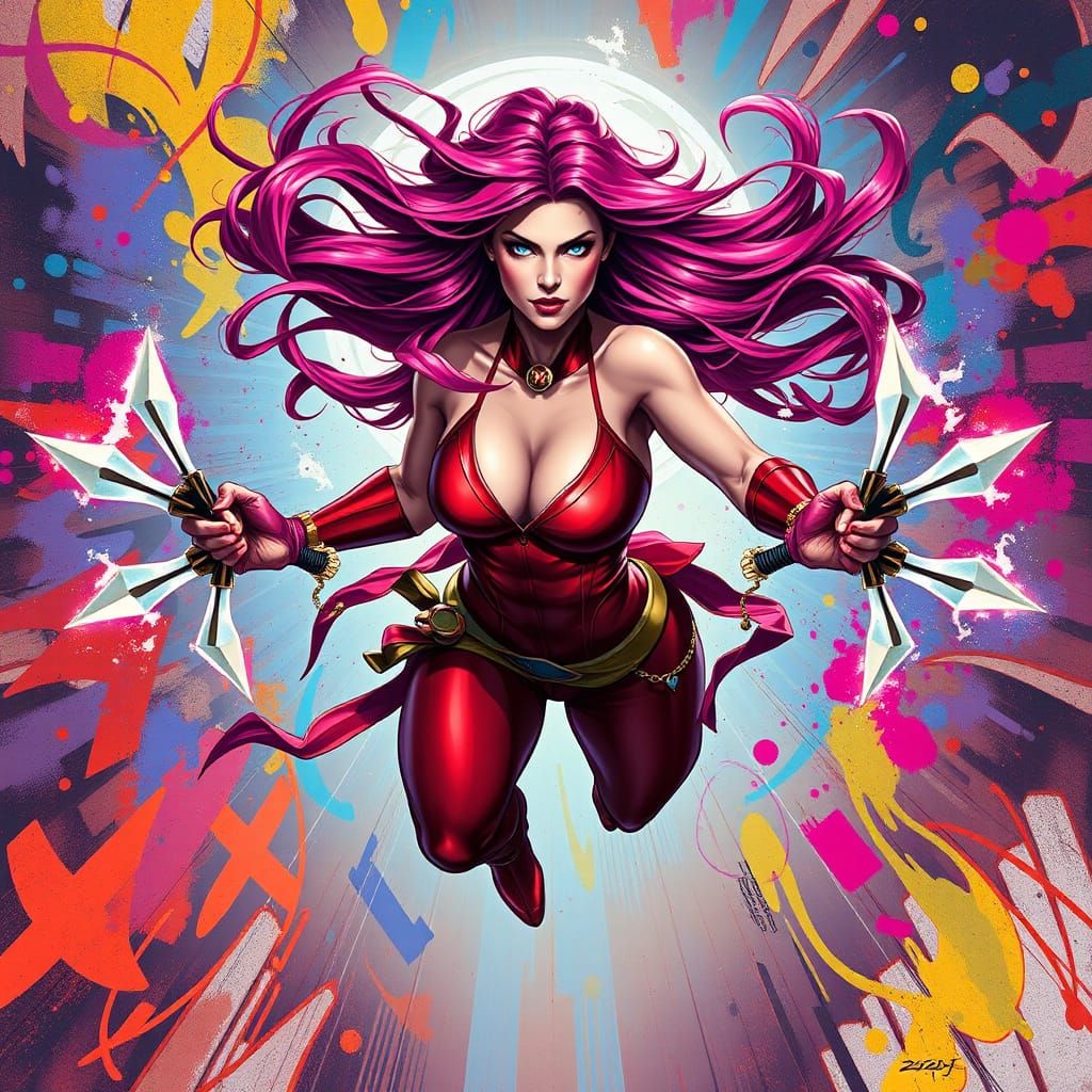 Merged Goddess of Starfire and Elektra, Surrounded by Magica...