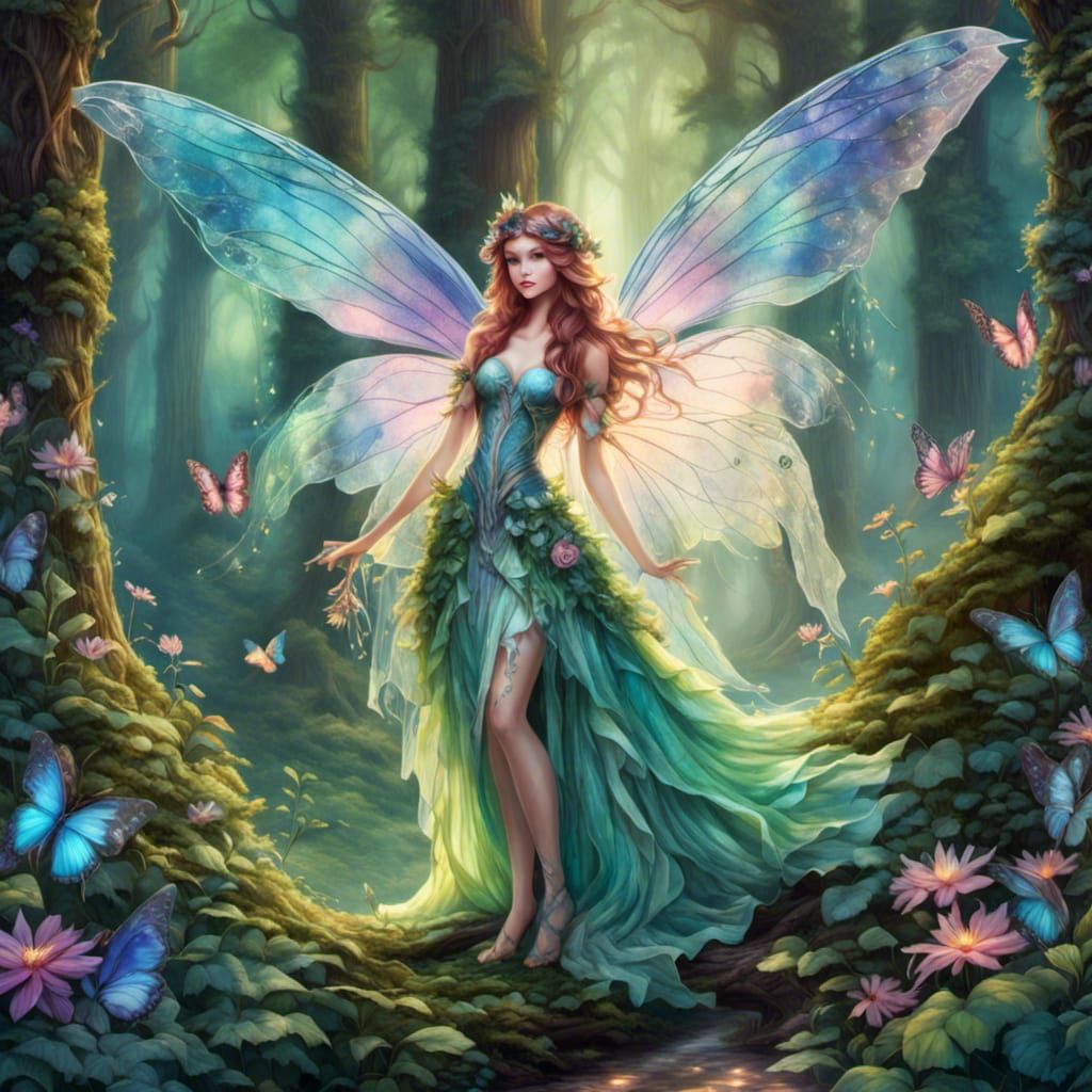  <lora:Glowy painting:1.0> enchanted forest fairy 