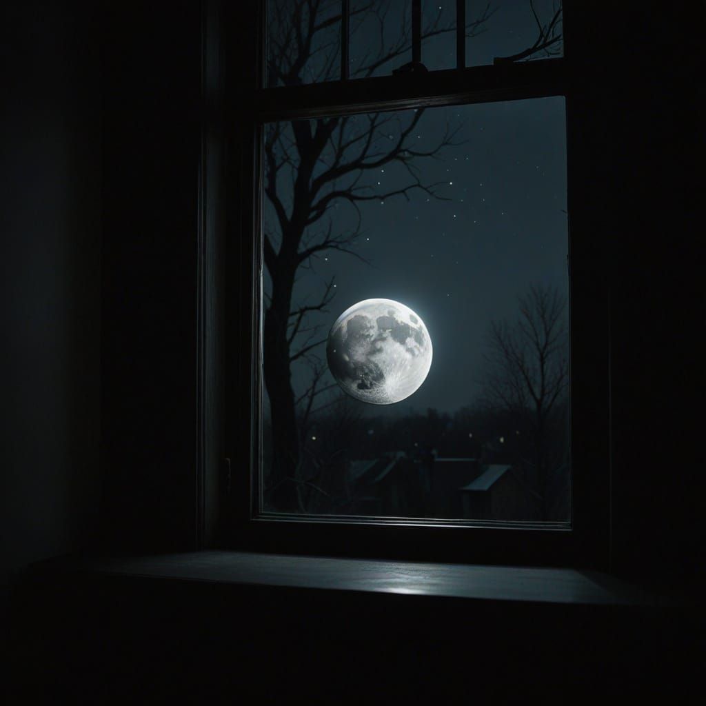 Ethereal Moonlit Room in Surreal Style