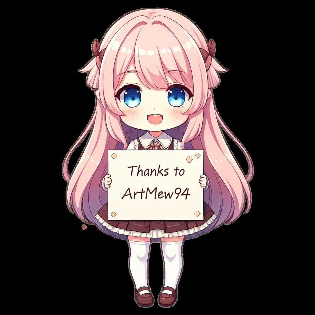 Cute chibi girl with long pink hair and blue eyes, wearing a...