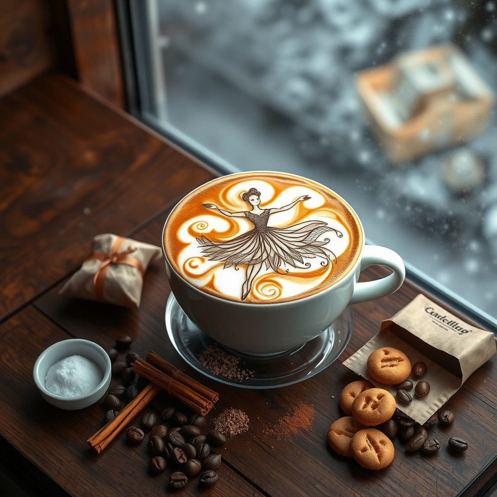 Dancing ballerina shape latte.  by @CARD4