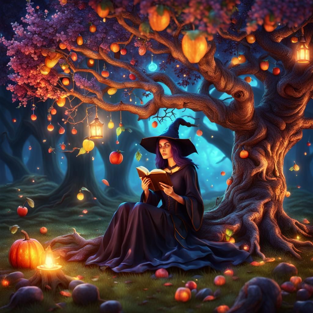  witch reading a spellbook 