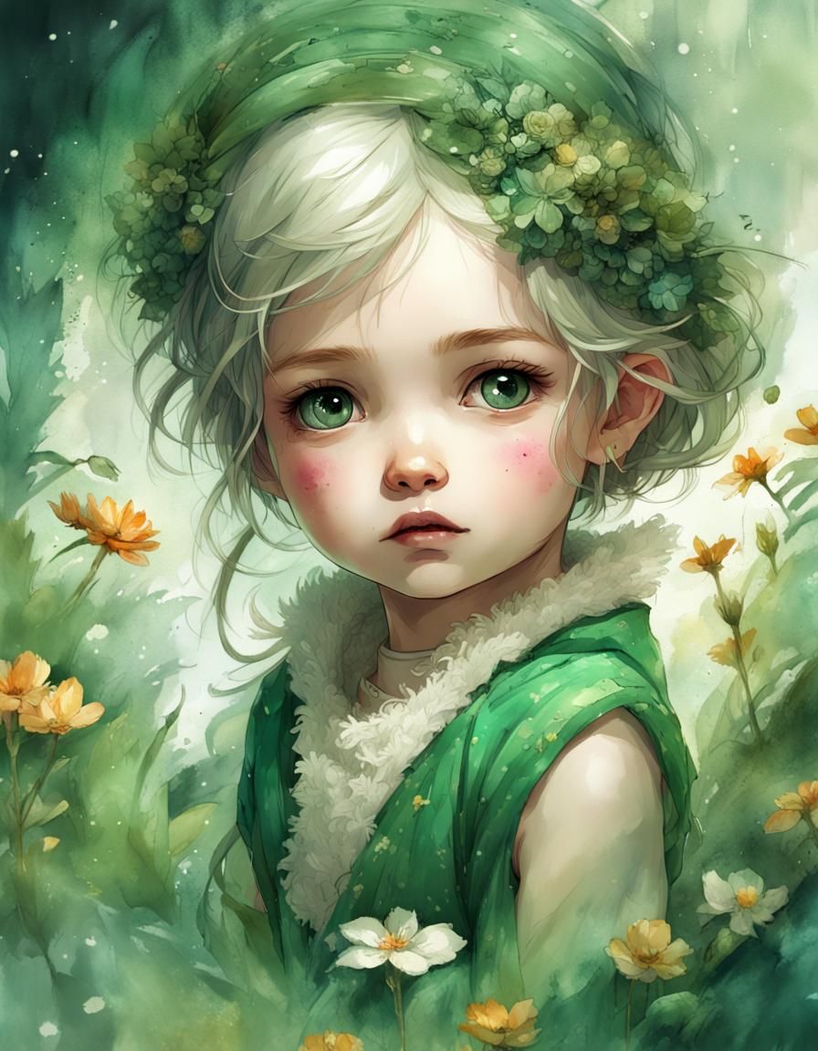cute little baby fea, Opulent green deep bright eyes, shy, 2...