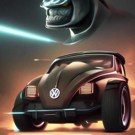 hybrid vw käfer mit vw bully, cyberpunkstyle