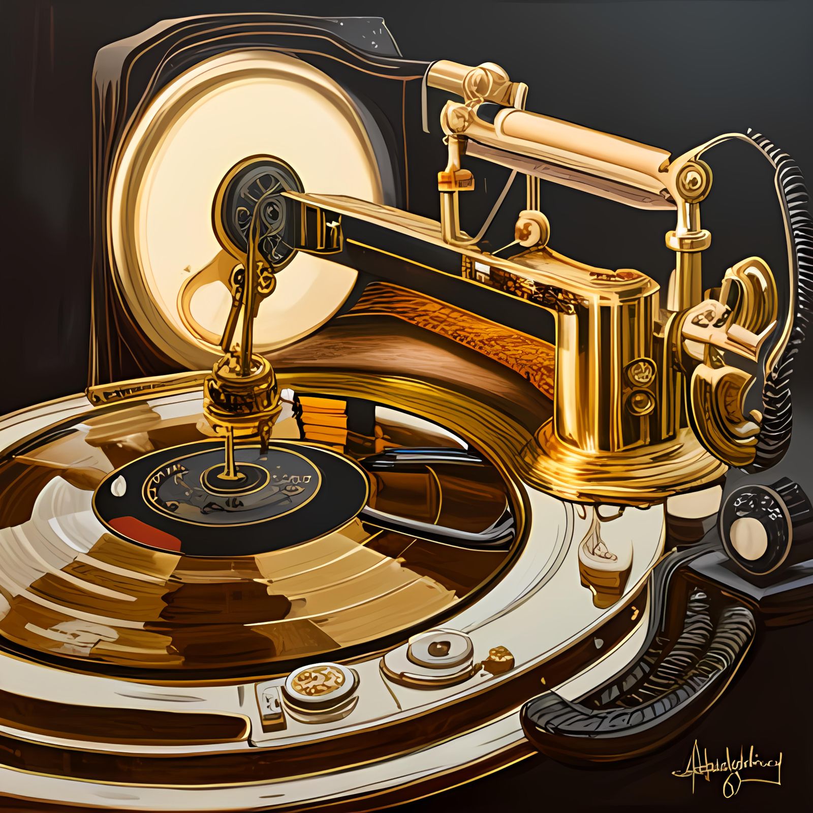 A Vintage Record Player/Gramophone, Inventor Emile Berliner, 1887. - AI ...