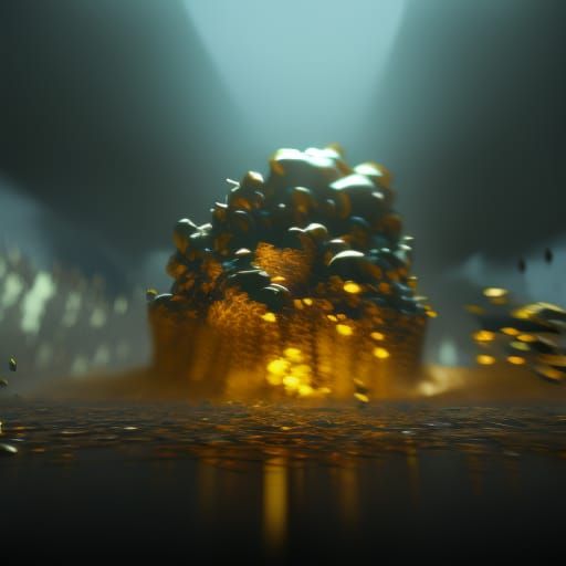 8k resolution golden cloud raining golden drops