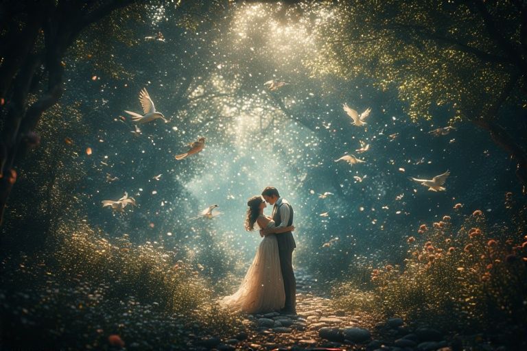 Elegant Couple Dancing in a Magical Forest (Perchance)