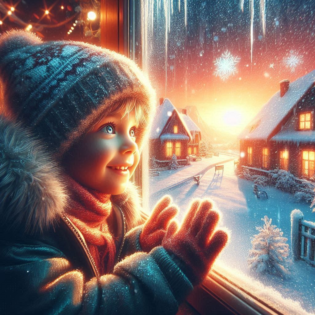 Child Watching First Snowflakes